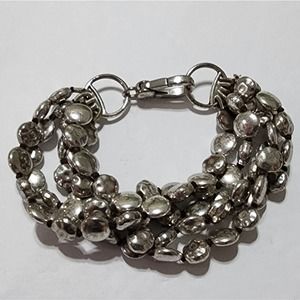Lucky‎ brand multi strand round disc silver tone bracelet